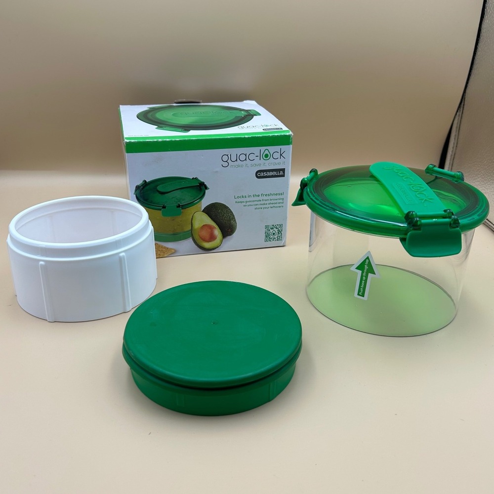 Casabella Guac-Lock Guacamole Storage Container Green Airtight Freshness Saver